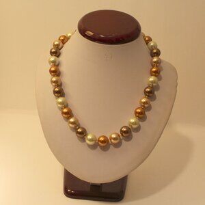 Genuine 12 x 12 mm Natural Seawater Multi-color Pearl Necklace 18 Inches